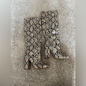 ZARA snake print knee high boots sz 37